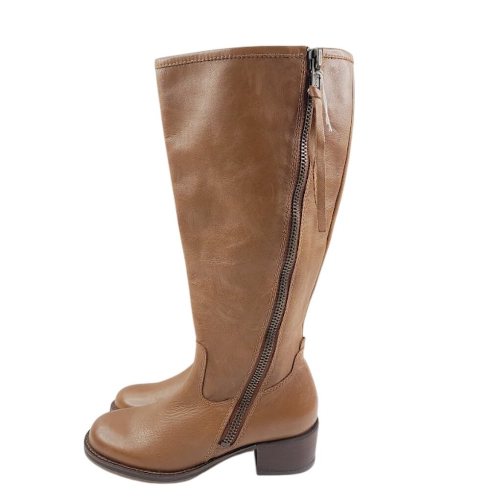Lucky Brand Women's Brown Heston Leather Zipper Knee High Riding Boot Size 6.5M